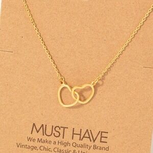 Interlocking Heart Necklace – Dainty Gold Double Heart Pendant, Everyday Jewelry